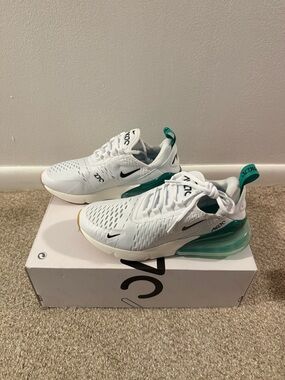 Nike White and Teal Air Max 270 Casual Sneakers